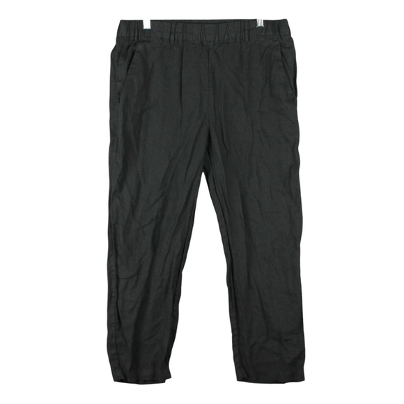 Quince Pants - Quince 100% Linen Cropped Straight Leg Pants Womens Medium 32x26 Black Casual